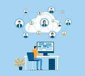 istock Business people working online connection on cloud technology network and social network concept 1388277885