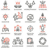business-process-relationship-and-human-resource-management-icons-vector-id904961624