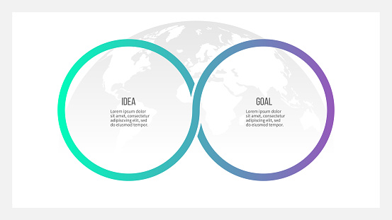 Business process. Timeline infographics with 2 options, circles. Vector template.