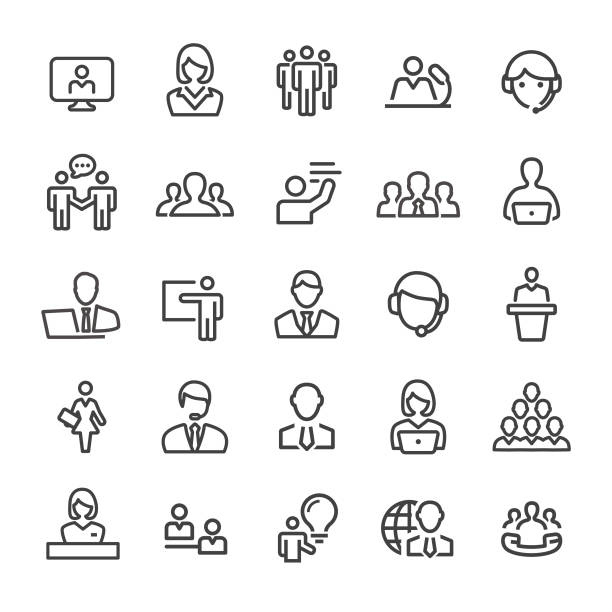 Business Service Icons - Smart Line Series Business, Service, audience stock illustrations