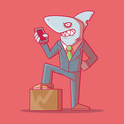 Business Shark character vector illustration.