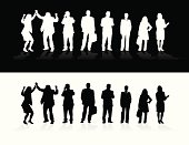 eight business people / all of them in silhouette/ 2 colour formats