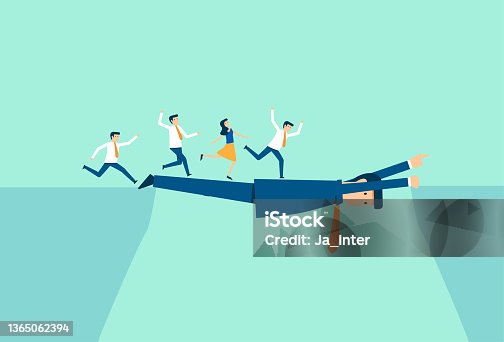 istock Business strategy plan and goal achievement, businessman over stretched, achieve financial goal, savings accomplishment 1365062394