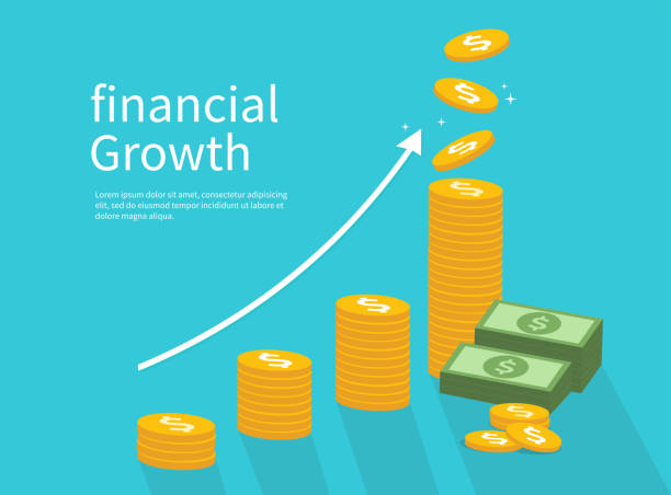 Business success and financial growth. Vector illustration. Business success and financial growth. Vector illustration. pile of money stock illustrations