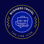 istock Business Travel Circle Badge, Modern Logo Vector Icon Design Line Style 1414415437