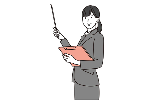 Business woman explaining with a pointer