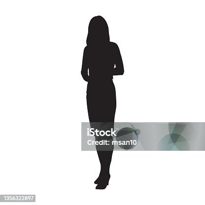 istock Business woman standing, isolated vector silhouette 1356322897