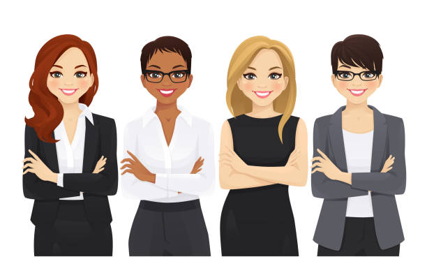 ilustrações de stock, clip art, desenhos animados e ícones de business woman team set - business woman