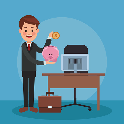 Businessman And Money Cartoons Icon Vector Ilustration Stock