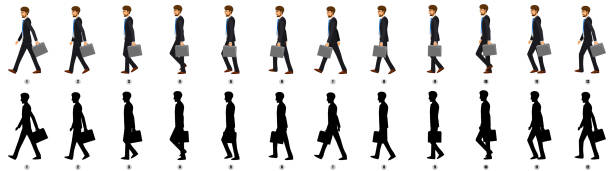 スーツ 男性 歩く 横向き イラスト素材 Istock