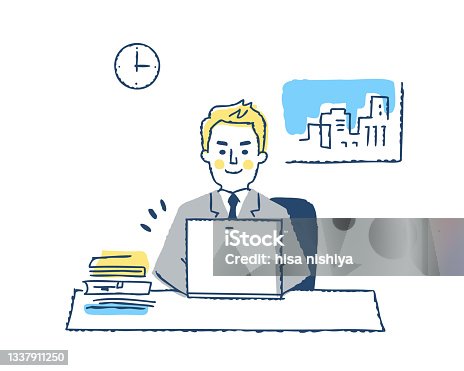 istock A businessman doing desk work on a laptop 1337911250