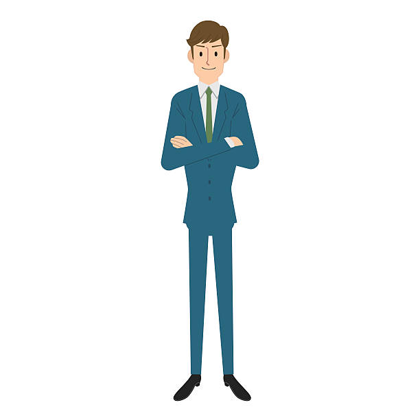 Businessman folding one's arms Businessman folding one's arms. client onboarding manager stock illustrations