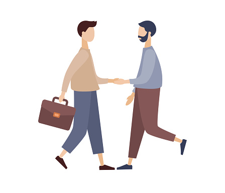 Businessman giving shaking hands. Two business partners handshaking. Business consept. Vector