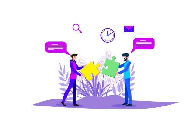 Businessman handshake on puzzle. Partnership concept  partnership stock illustrations