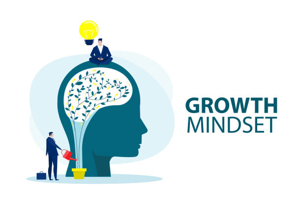 businessman holding light bulb for put think growth mindset different fixed mindset concept vector businessman holding light bulb for put think growth mindset different fixed mindset concept vector attitude stock illustrations