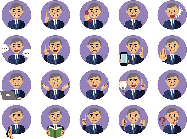 Businessman icons Businessman icons. old man crying stock illustrations
