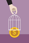 istock Businessman impounds a US dollar coin by a cage 1397731316