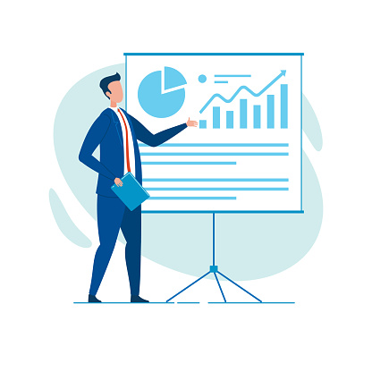 Businessman, Reporting with Diagrams and Charts