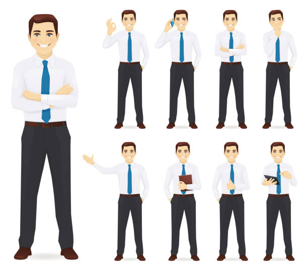 Businessman vector illustration set Businessman in different poses vector collection illustration office clipart stock illustrations