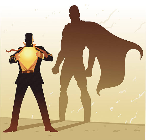 Businessman with Superhero Shadow All images are placed on separate layers for easy editing. businessman patterns stock illustrations