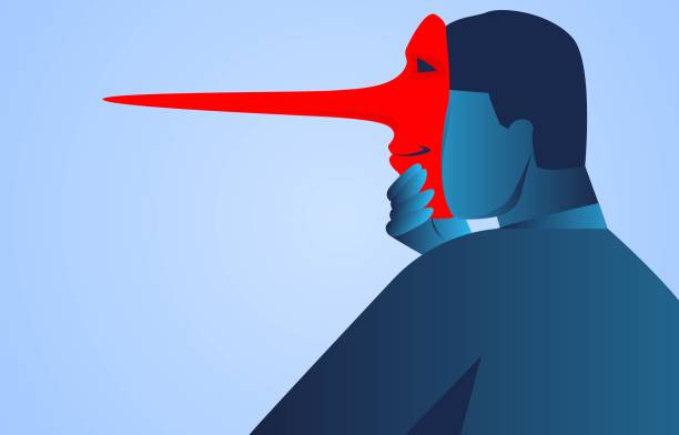 Businessmen put on the mask of lies, falsehood and politics vector art illustration