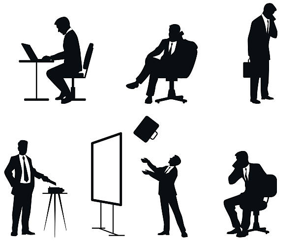 Businessmen silhouettes Vector illustration of a six businessmen silhouettes computer silhouettes stock illustrations