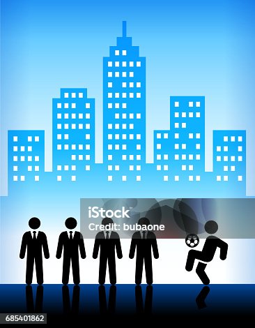 istock Businessmen Soccer Tricks on  Modern City Background 685401862