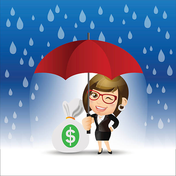 Businesspeople protecting money for any storm problem