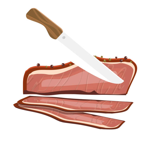 Butcher shop pastrami or corned beef icon on white background Vector illustration of a Butcher's shop meat cut on white background. Fully editable vector artwork. Includes vector eps and high resolution jpg in download. corned beef stock illustrations