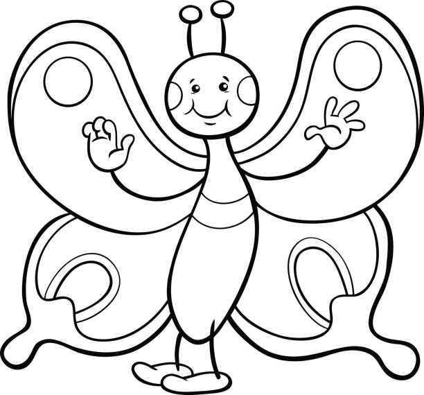 butterfly character coloring page Black and White Cartoon Illustration of Butterfly Insect Animal Character Coloring Page butterfly coloring stock illustrations