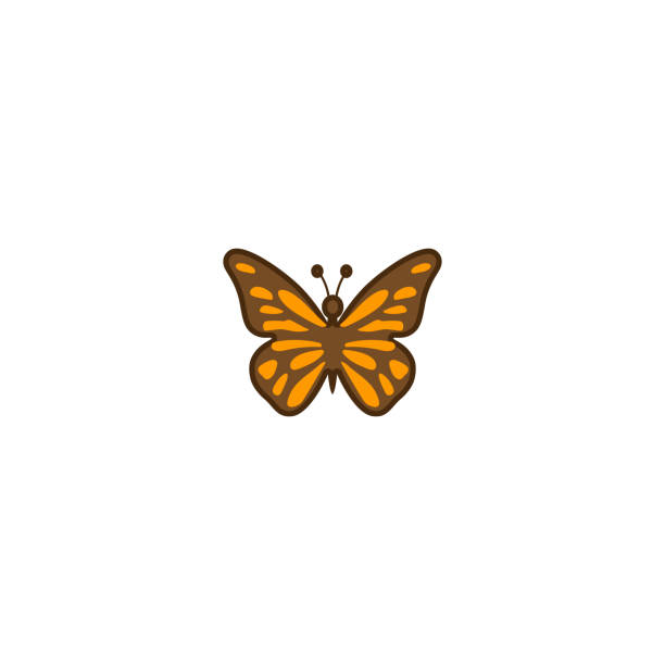 ilustraciones, imágenes clip art, dibujos animados e iconos de stock de mariposa aislada realista vector ilustración emoji, emoticono, icono - mariposa monarca