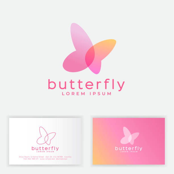 Butterfly logo consist of transparent elements Emblem can use for jewelry, beauty or spa salon, lingerie and nail care. Business card. butterfly stock illustrations