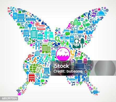 istock Butterfly Resort Hotel and Hospitality Industry Icon Background 685397054