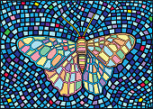 istock Butterfly Stained glass Mosaic blur background illustration vector 1337234123