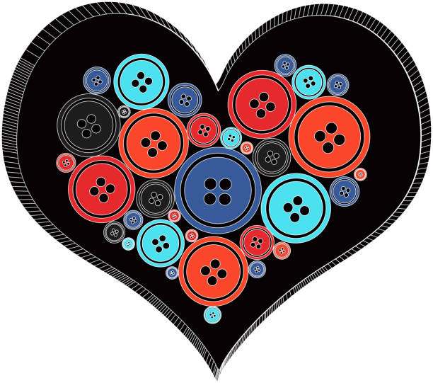 Button retro Heart vector vector art illustration