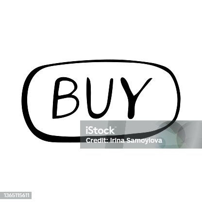 istock buy button icon, sticker. sketch hand drawn doodle style. vector, minimalism, monochrome. shopping online, symbol. 1365115611