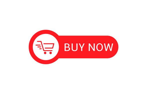 Buy now button14 Buy now button. Red Buy now button with shopping cart icon template, Web design elements urgency stock illustrations