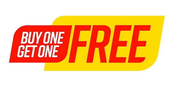 Buy one get one free banner vector illustration