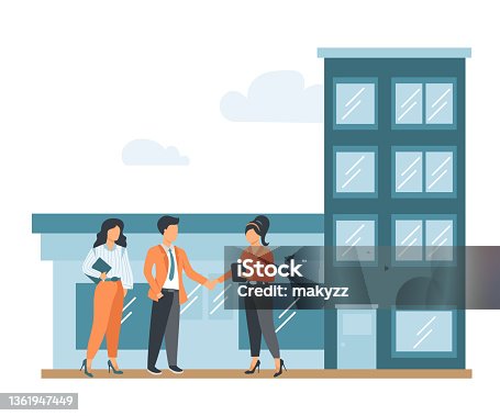 istock Buying and choosing housing, real estate and turnkey rentals, buildings, skyscrapers, house concept. Flat vector illustration 1361947449