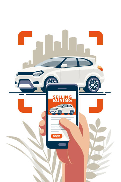 online araç satın alma ve satma - car dealership stock illustrations
