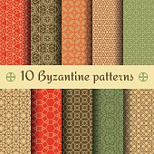 Byzantine seamless patterns set. Vector illustration.