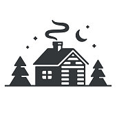 istock Cabin in woods icon 1001185200