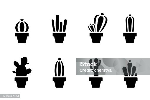 https tr vectorhq com istock cactus icon set vector silhouette icons 1375508