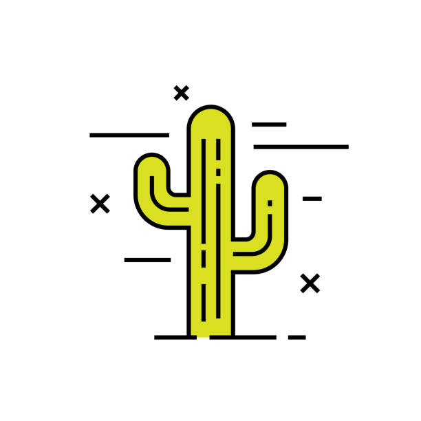 Cactus line icon Cactus line icon. Green cacti symbol. Prickly plant sign. Vector illustration. cactus icons stock illustrations