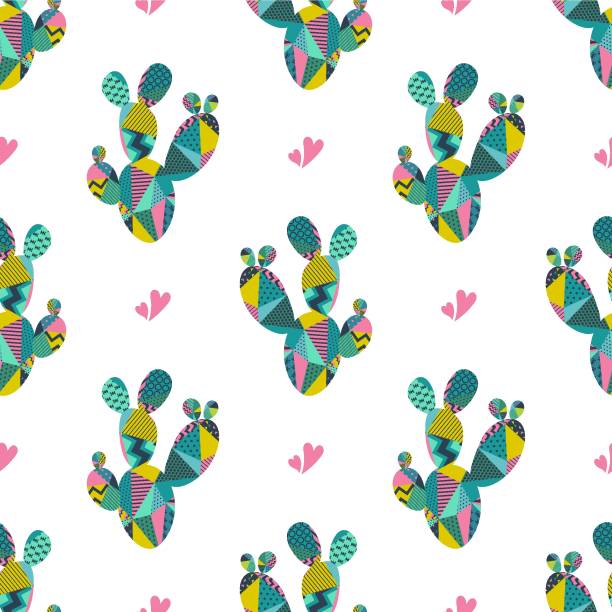 Cactus plant vector seamless pattern. Cactus plant vector seamless pattern. cactus patterns stock illustrations