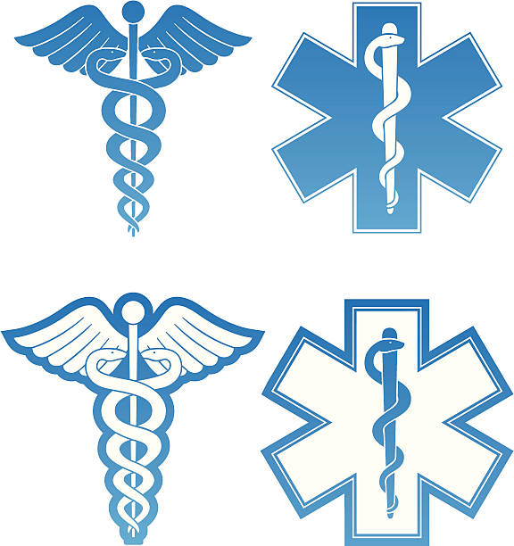 Caduceus and Star of Life Set of Medical symbols. Caduceus and Star of Life. caduceus stock illustrations