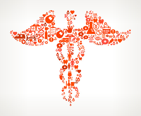 caduceus Healthcare and Medicine Seamless Icon Pattern
