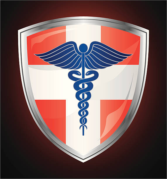 Caduceus Medical Symbol Shield vector art illustration