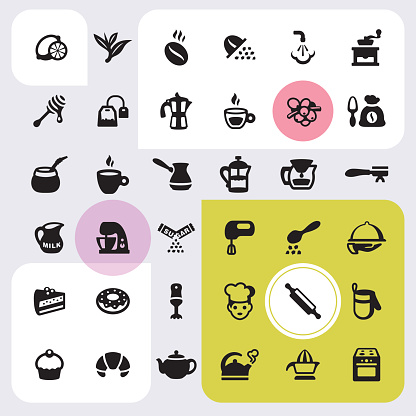 Cafe and Bakery icons set