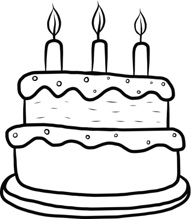 Cartoon Of Birthday Cake Outline Clip Art, Vector Images ...
